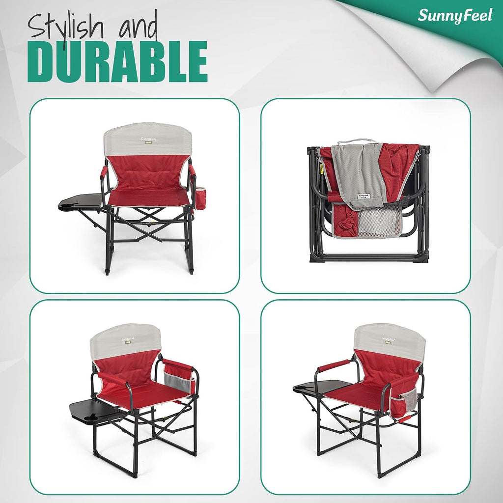 SUNNYFEEL Oversized Directors Camping Chair for Adults with Side Table