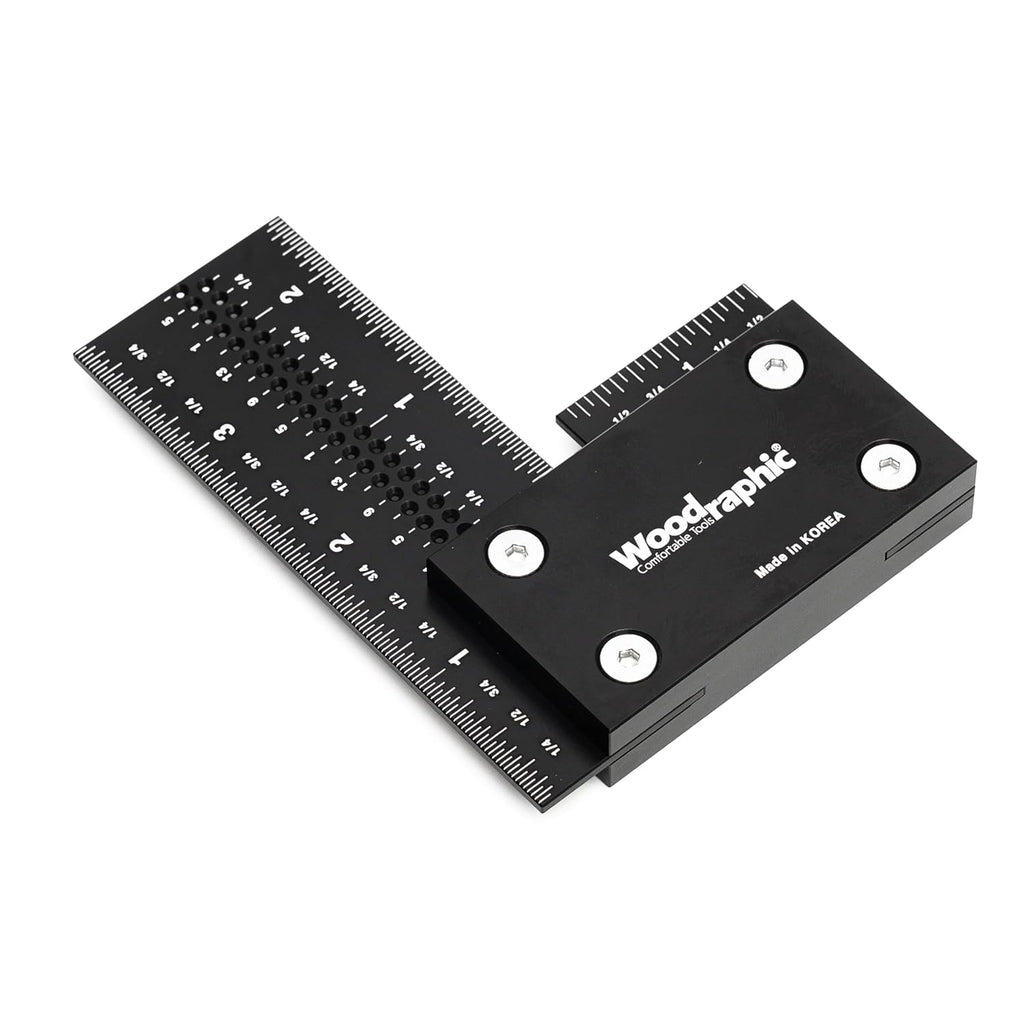 4 Inch Precision Woodworking Square, KOLAS Certified Squareness Tested, Laser Engraved Scales, Aluminum Framing & Machinist Square