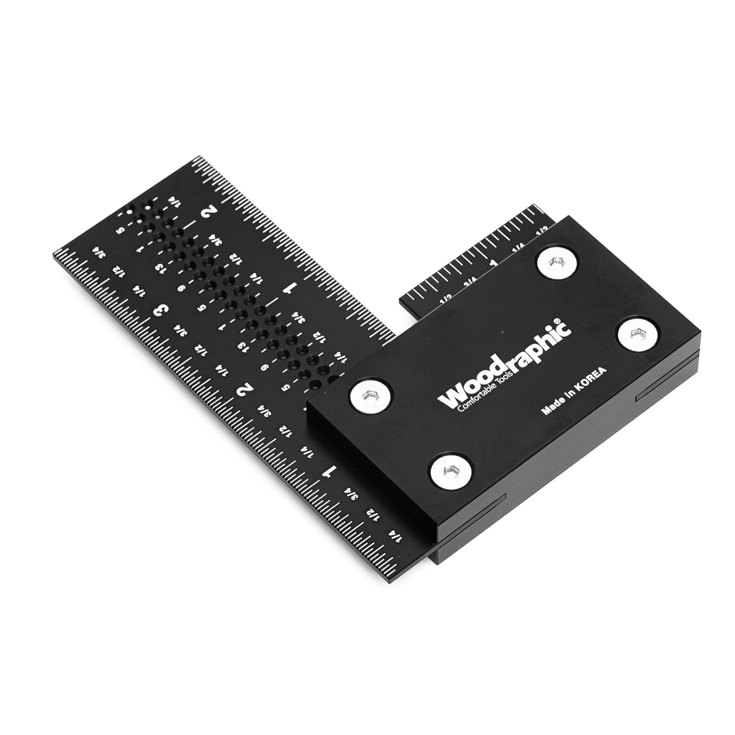 4 Inch Precision Woodworking Square, KOLAS Certified Squareness Tested, Laser Engraved Scales, Aluminum Framing & Machinist Square