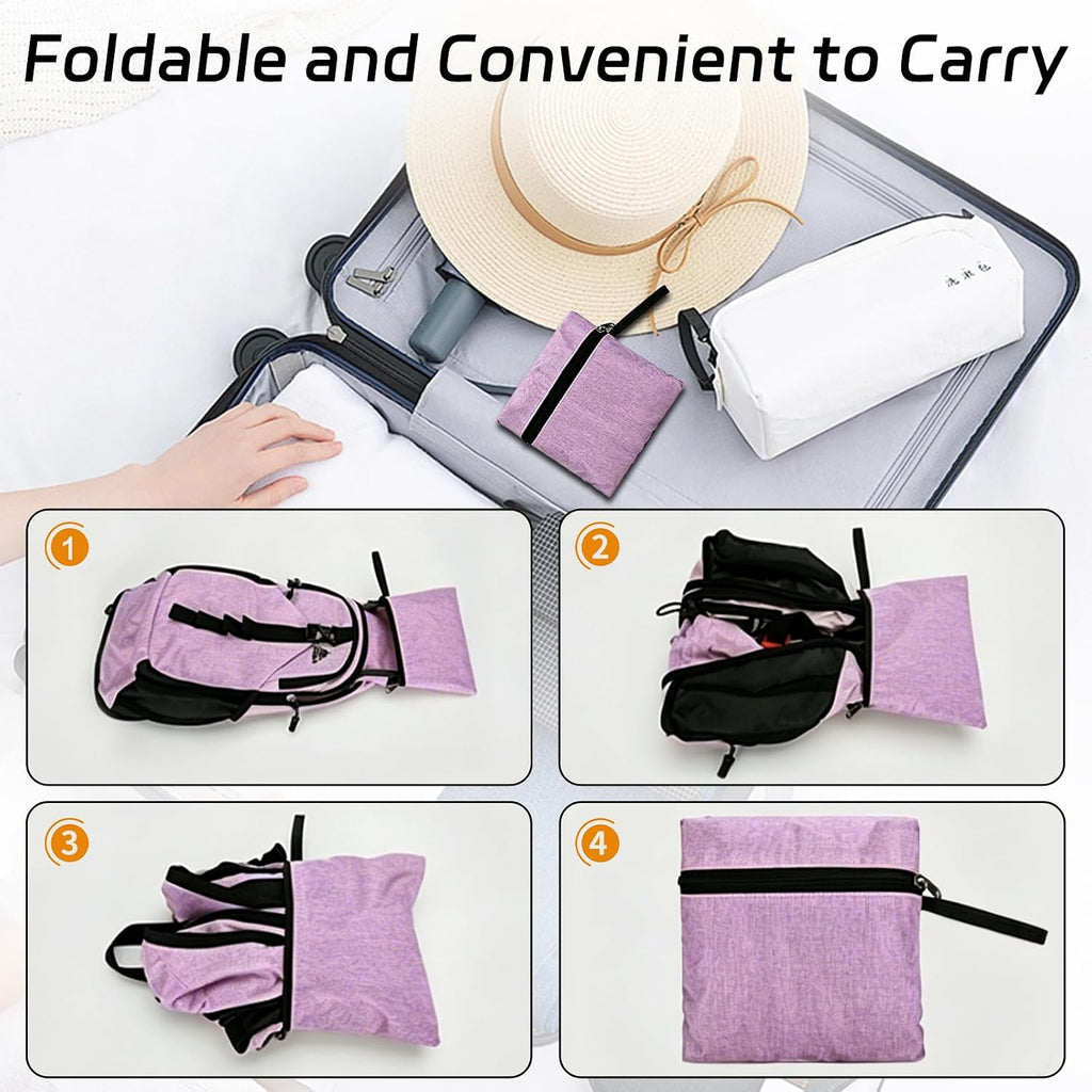 15L Small Hiking Backpack Foldable Ultralight Trekking Camping Outdoors Backpack for Women Men (Purple)
