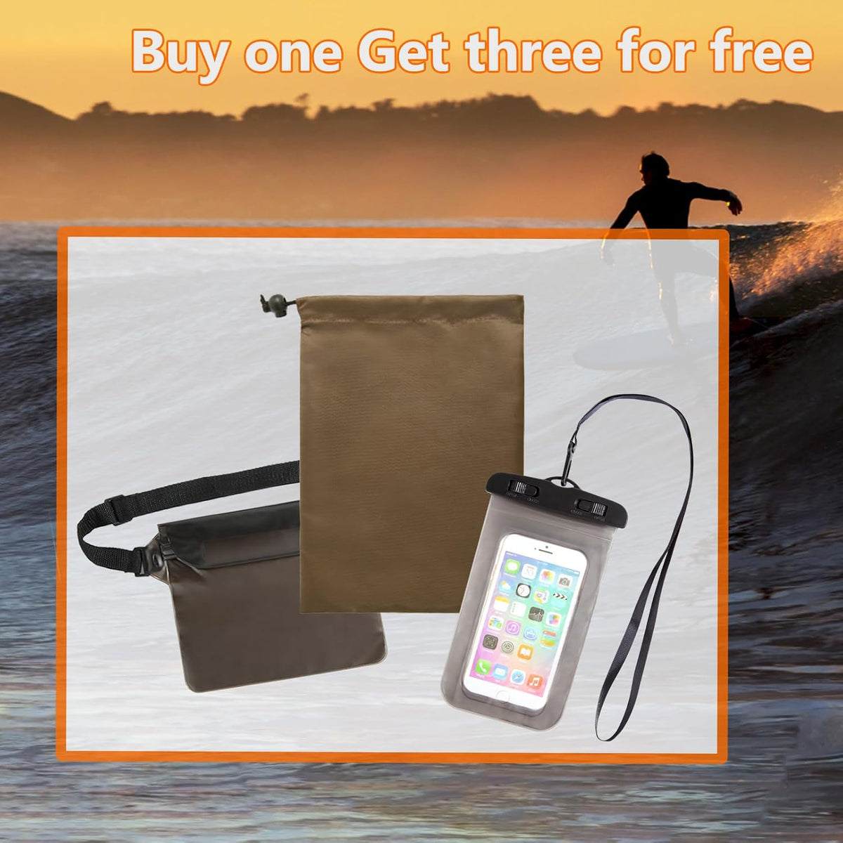Dry Bag Backpack, 20 L Dry Bag Waterproof with Waist Pouch and Phone Case,Dry bag for kayaking,Marine dry bag for Kayaking, Beach, Rafting, Boating, Hiking, Camping and Fishing (Coffee)