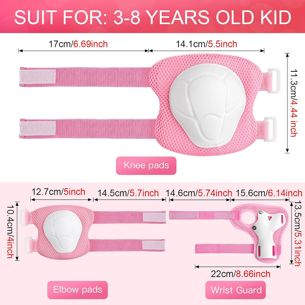 Wemfg Kids Protective Gear Set Knee Pads for Kids 3-14 Years Toddler Knee and Elbow Pads with Wrist Guards 3 in 1 for Skating Cycling Bike Rollerblading Scooter