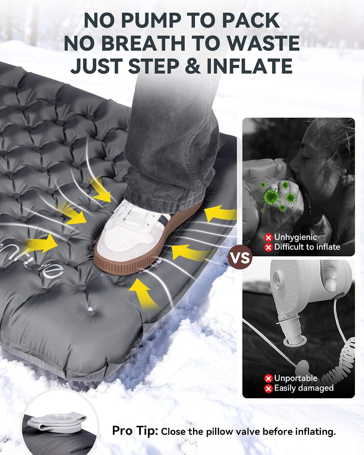 Hikenture R7.3 Insulated Camping Sleeping Pad with Foot Pump(1231-B1)