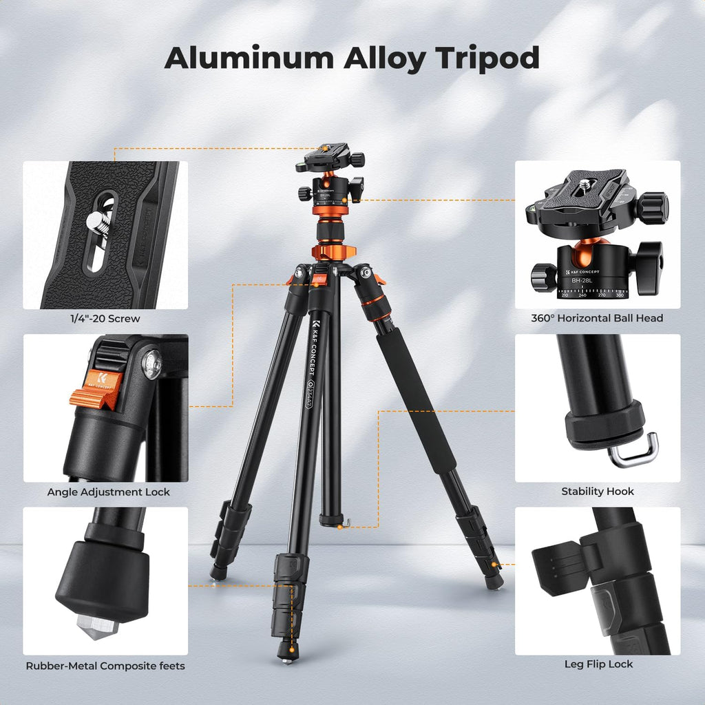 K&F CONCEPT 78" Aluminum Camera Tripod