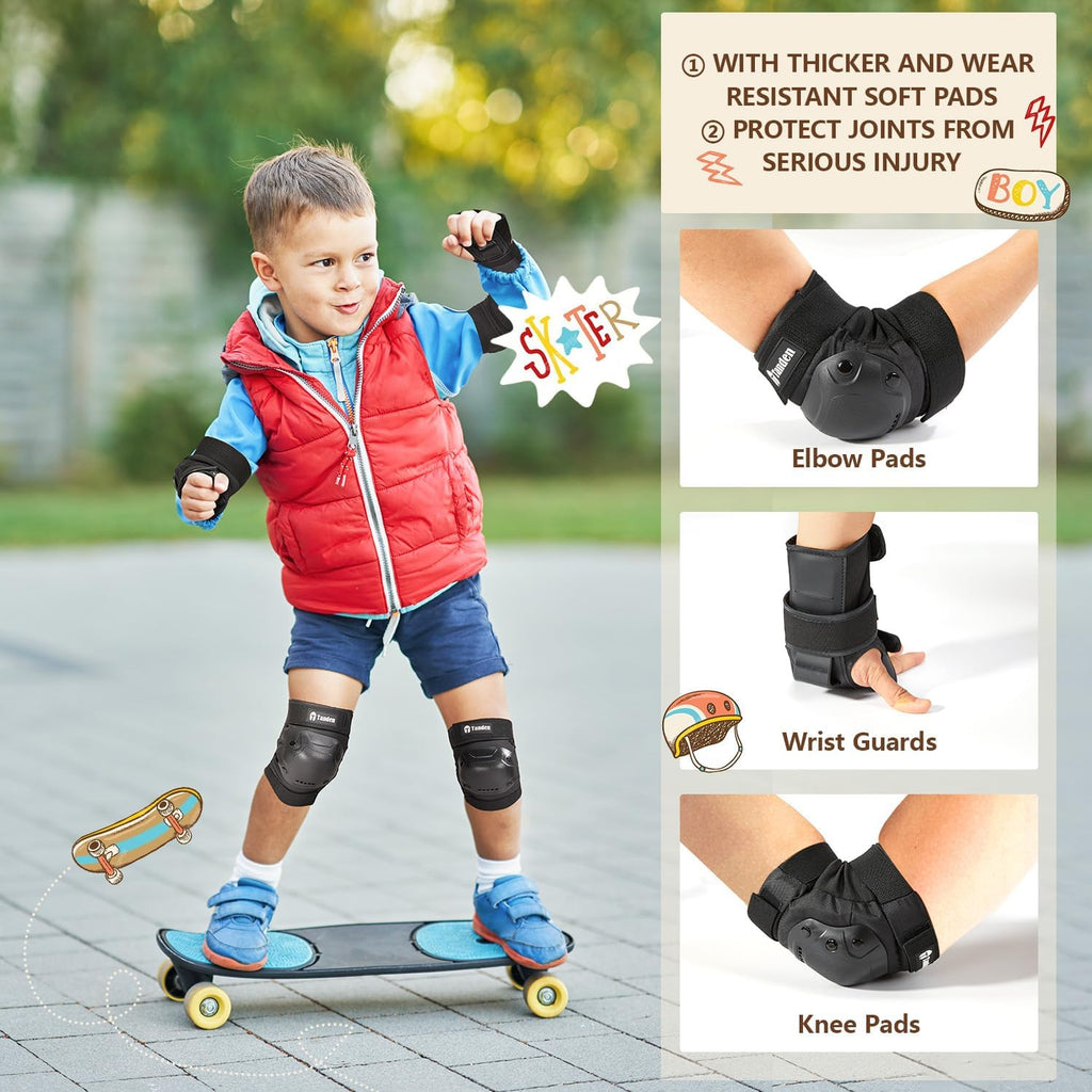 Tanden Skate Protective Gear Adult Knee Pads and Elbow Pads Set Wrist Guard
