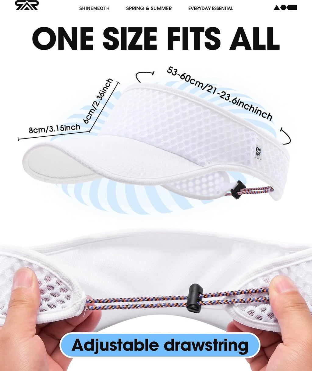 SUNMECI Mesh Breathable Sports Visor - Men Women Adjustable Lightweight Quick Dry Sun Hat for Tennis, Golf, Running