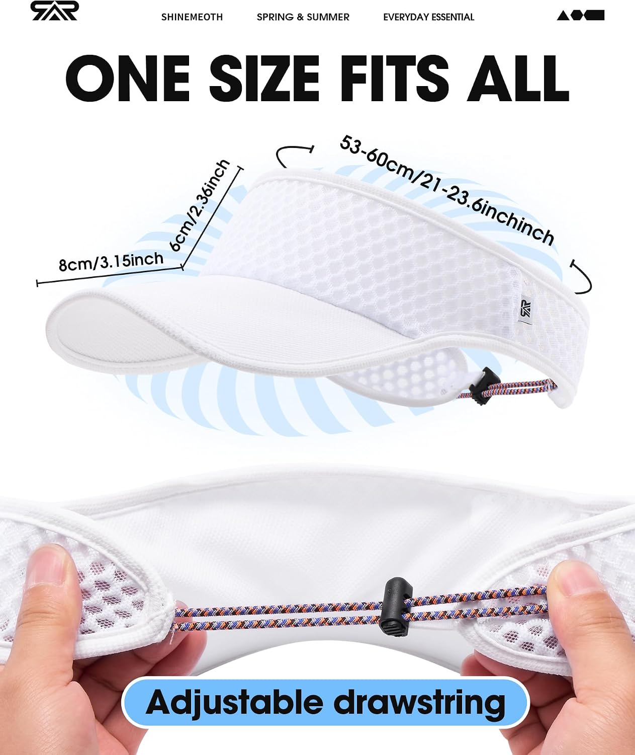 SUNMECI Mesh Breathable Sports Visor - Men Women Adjustable Lightweight Quick Dry Sun Hat for Tennis, Golf, Running