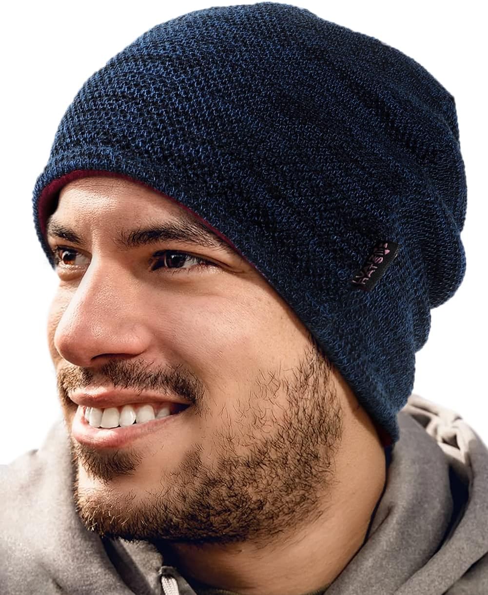 Lvaiz Winter Beanie for Men Women Warm Fleece Lined Reversible Skull Cap