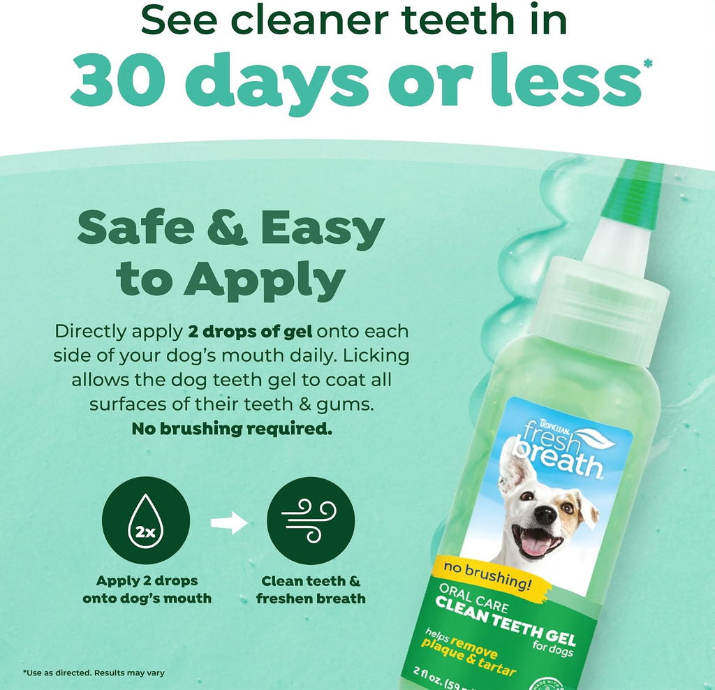 TropiClean Clean Teeth Gel for Dogs | Dog Dental Care | Dog Toothpaste | Breath Freshener | Easy Teeth Cleaning | Made in the USA | 2 oz