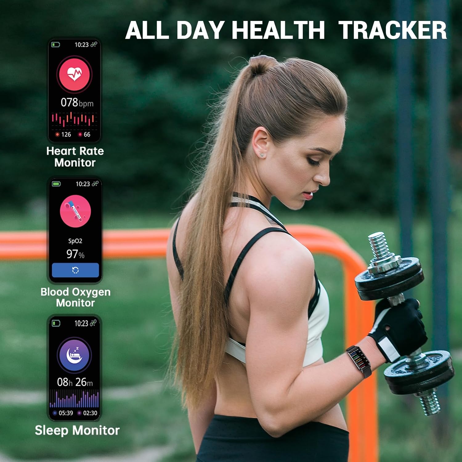 Fitness Tracker, 1.47"Smartwatch with Heart Rate&SpO2 for Android iOS