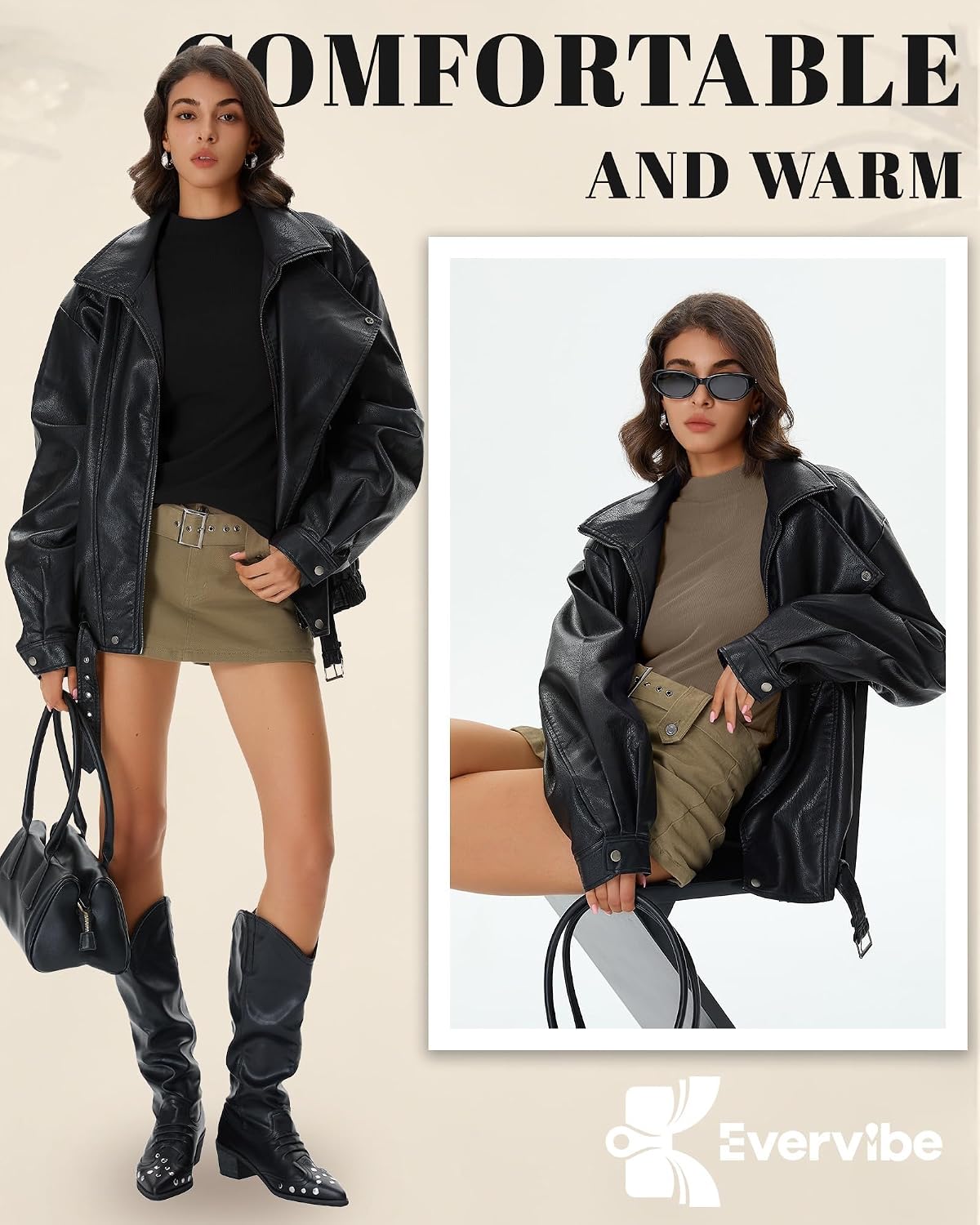 Evervibe 3 Pack Women's Ribbed Mock Neck Thermal Tops