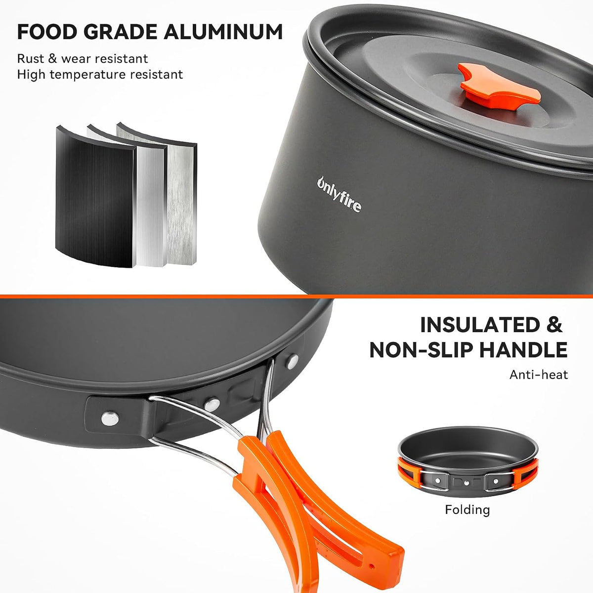 ONLYFIRE OUTDOOR LIVING 15 PCs Camping Utensils Cookware Set, CT605