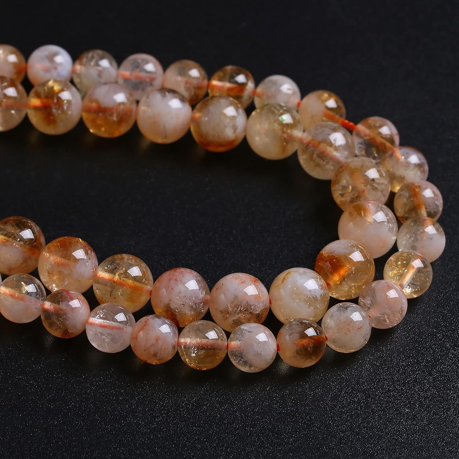10MM 38PCS Natural Stone Citrine A Grade Quartz Crystal Loose Beads for Jewelry Making DIY Bracelet Necklace 1 Strand 15’’