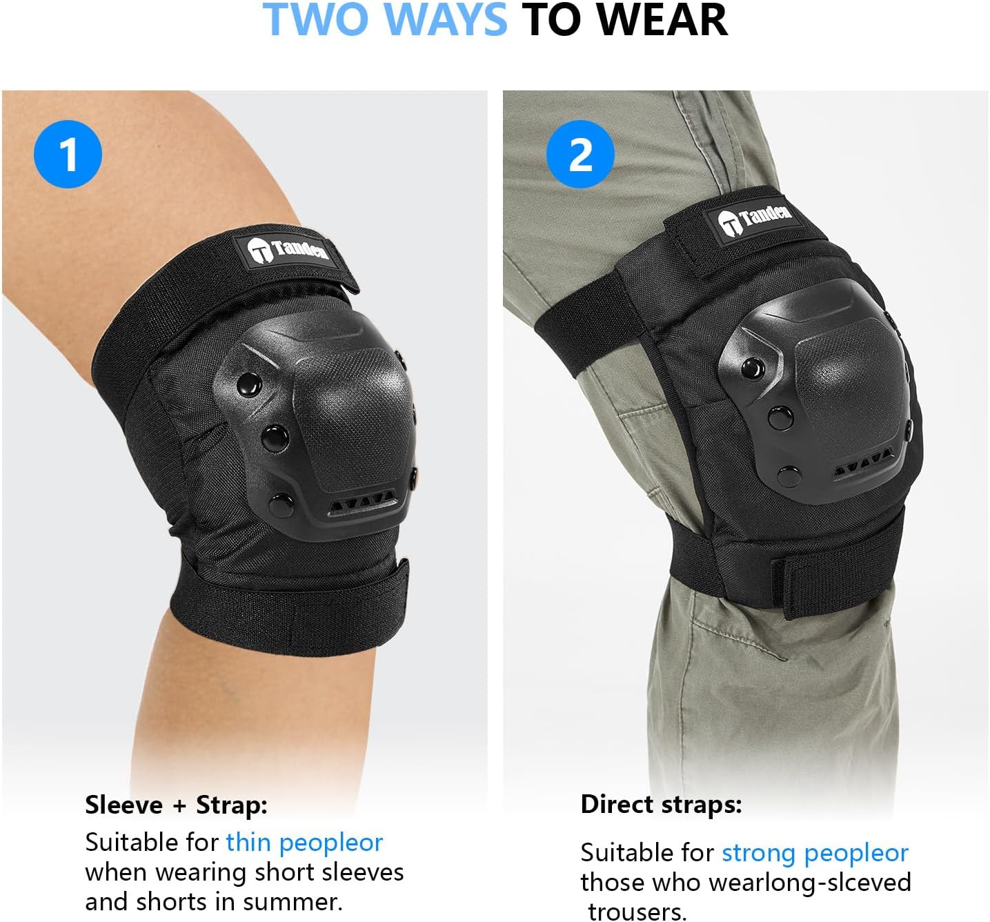 Tanden Skate Protective Gear Adult Knee Pads and Elbow Pads Set Wrist Guard