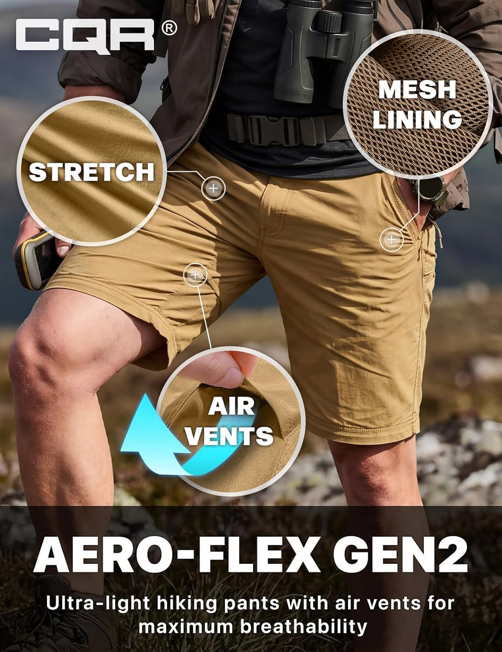 CQR Men's Convertible Cargo Tactical Pants, Water Resistant Outdoor Hiking Pants, Zip Off Lightweight Stretch Work Pants