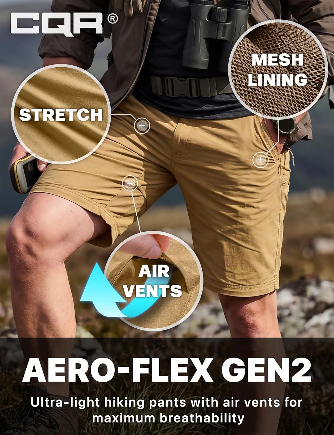 CQR Men's Convertible Cargo Tactical Pants, Water Resistant Outdoor Hiking Pants, Zip Off Lightweight Stretch Work Pants
