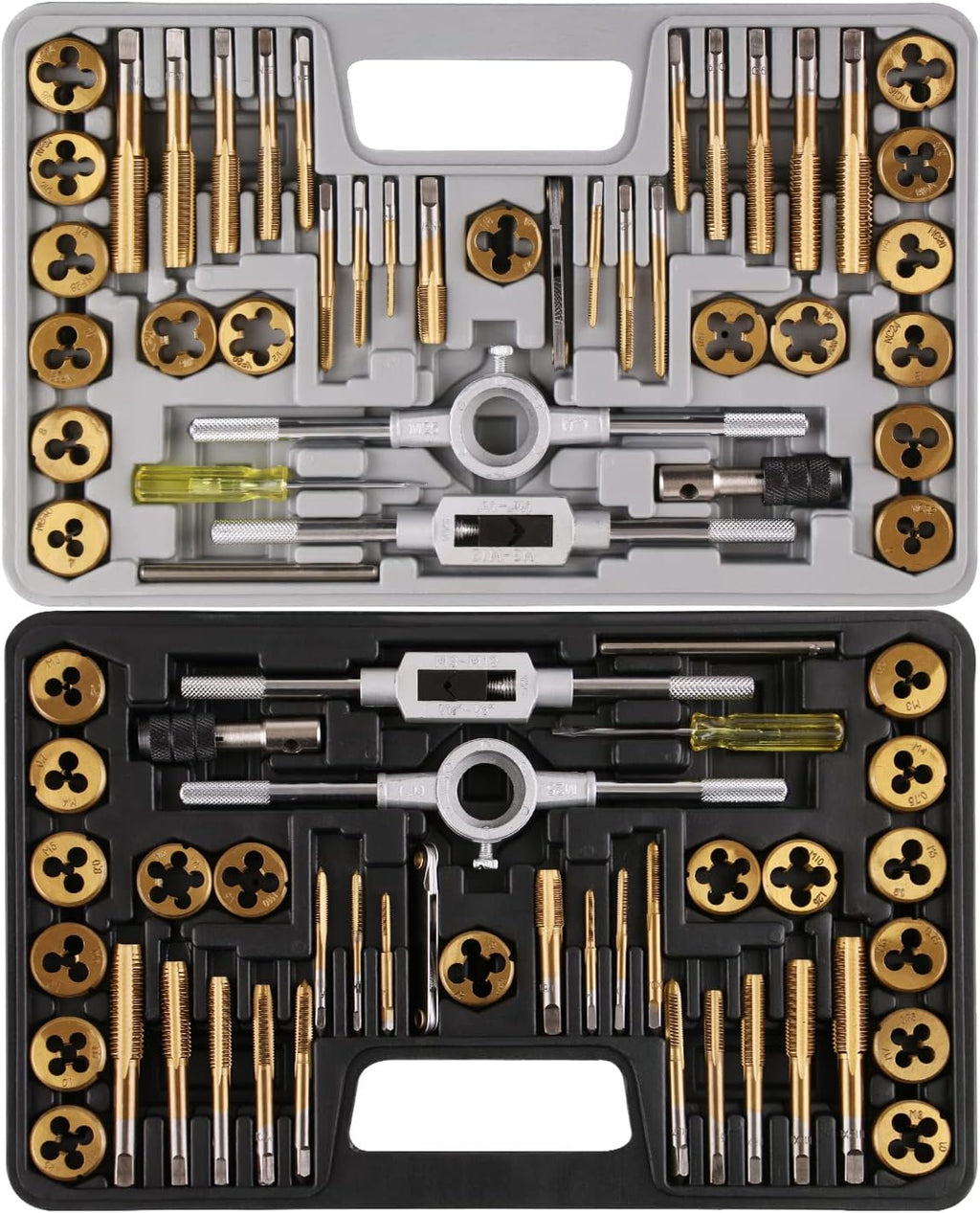 Anfrere Brass Coated 80pcs SAE & Metric Tap and Die Set