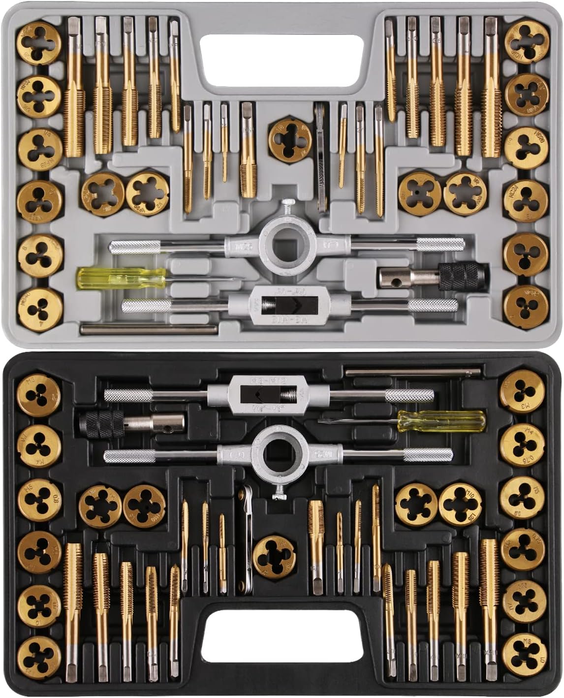 Anfrere Brass Coated 80pcs SAE & Metric Tap and Die Set