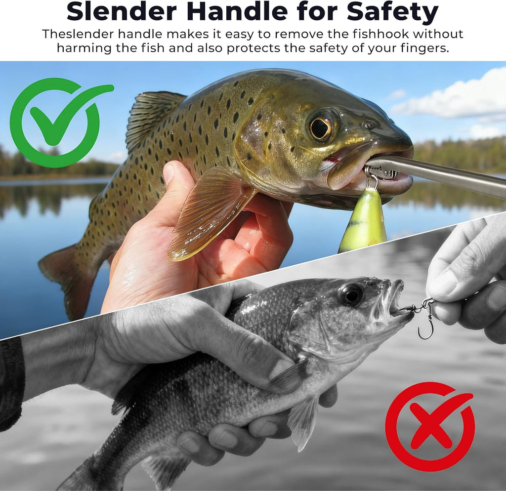 3 Packs Upgrade 2/3 Claw Fish Gripper with Stainless Steel Hook Remover, Metal Fishing Pliers Gripper Catch Control Clamp,Fish Grip Tackle Holder & Steel Dehooker for Freshwater and Saltwater Fishing