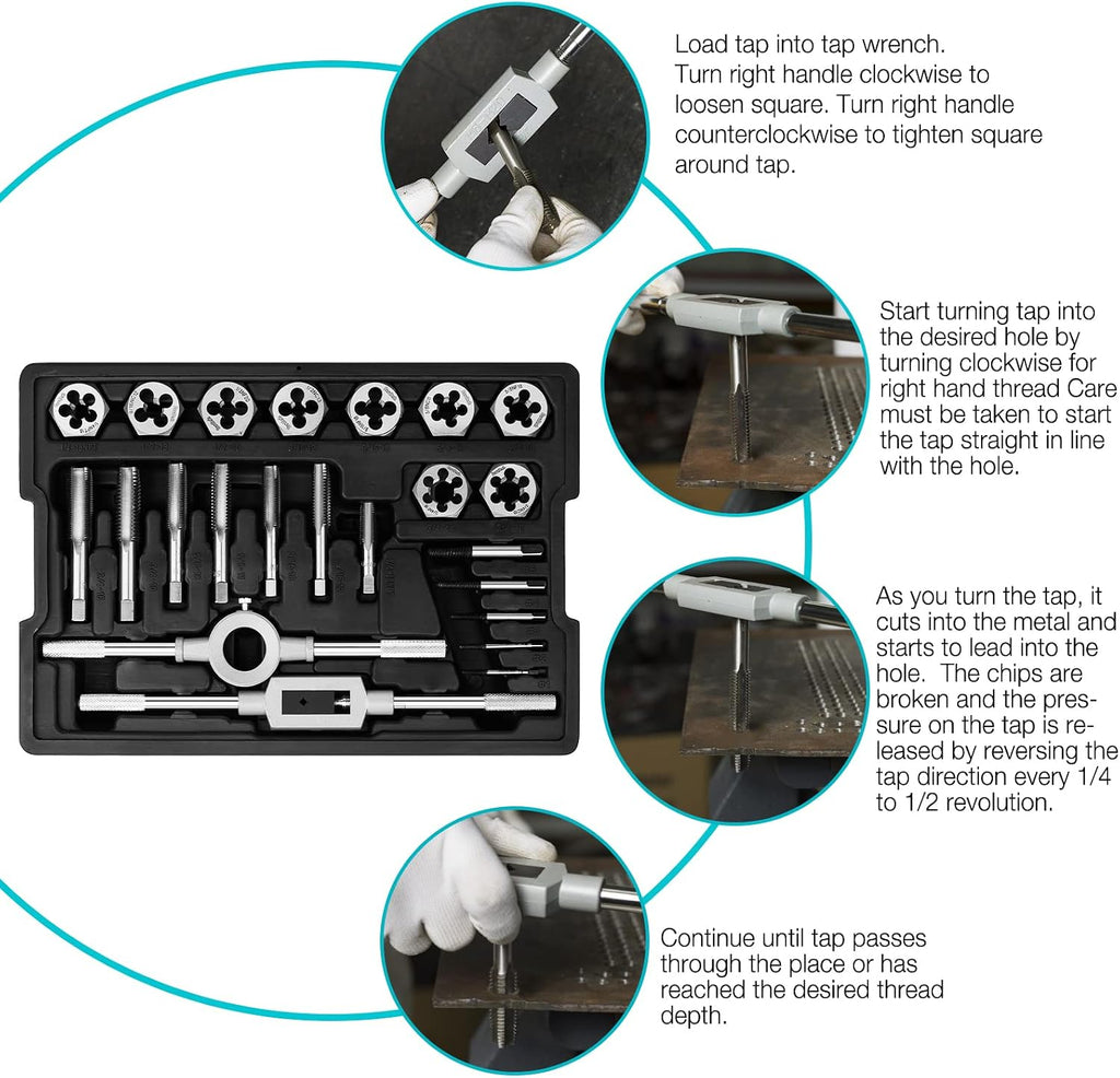 DURATECH Large Size Tap and Die Set, 23 Piece, Standard