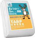 STARPYNG-5 Mil White 8x14 Feet Tarp-LightDuty Waterproof Tarpaulin-Waterproof, UV Resistant, Rip and Tear Resistant, Poly Tarpaulin with Reinforced Edges for Cover