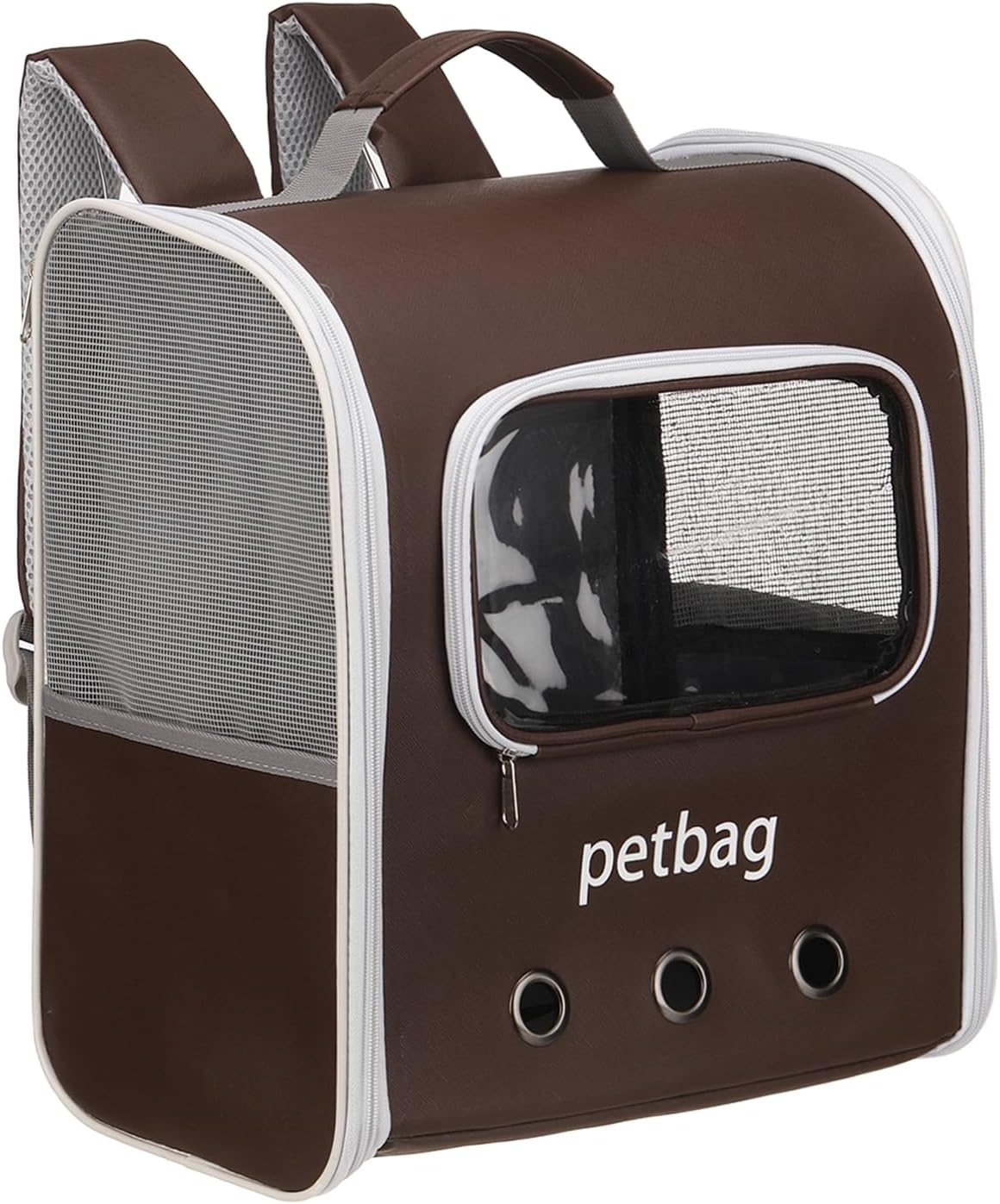 Pet Backpack Carrier White Dogs Cats Travel Bag with Cover 14.17"