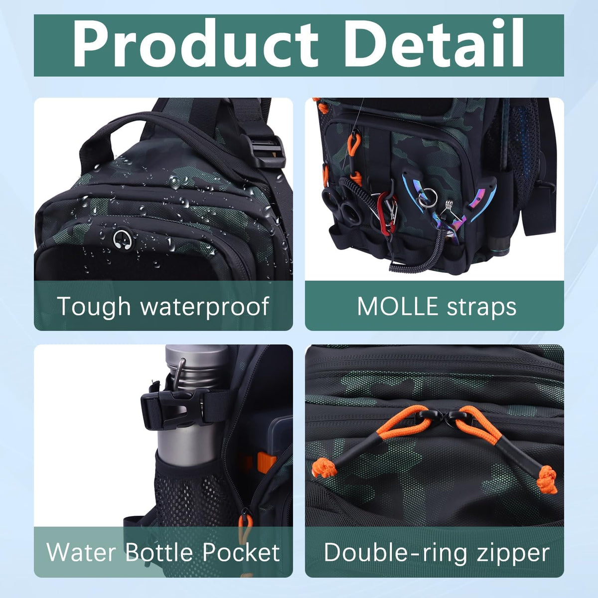 Fishing Backpack Tackle Storage Bag with 2 Tackle Boxes(Green)