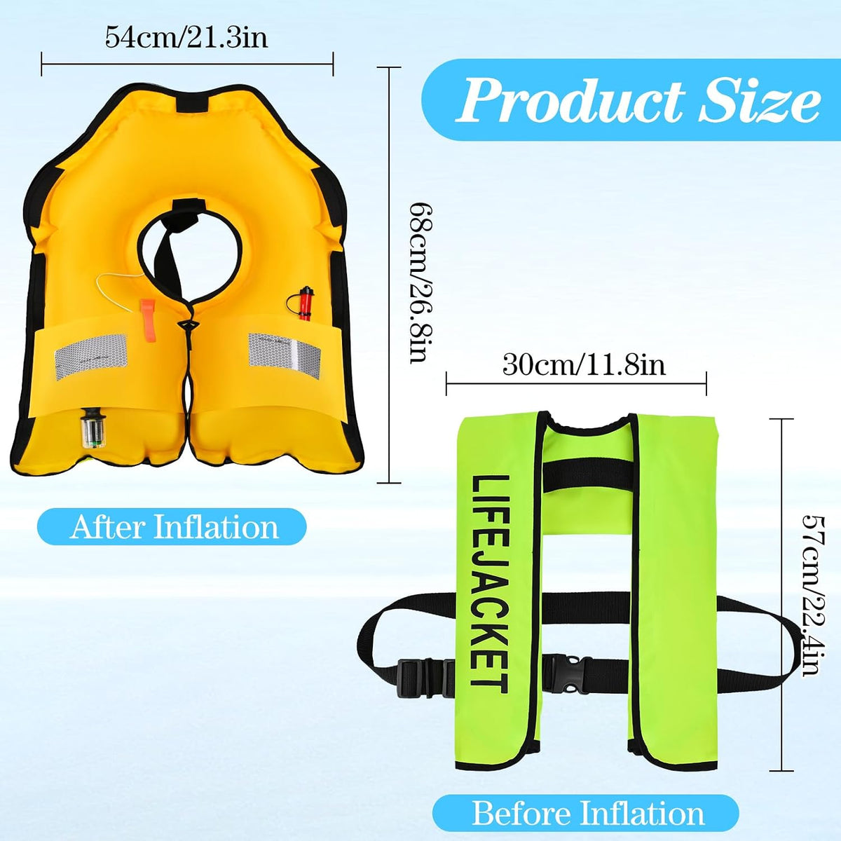 Adult Automatic Inflatable Kayak Vest PFD,Water Sports Vest for Boating Fishing Kayaking SUP Paddleboarding（fit Weight Below 330 lbs）