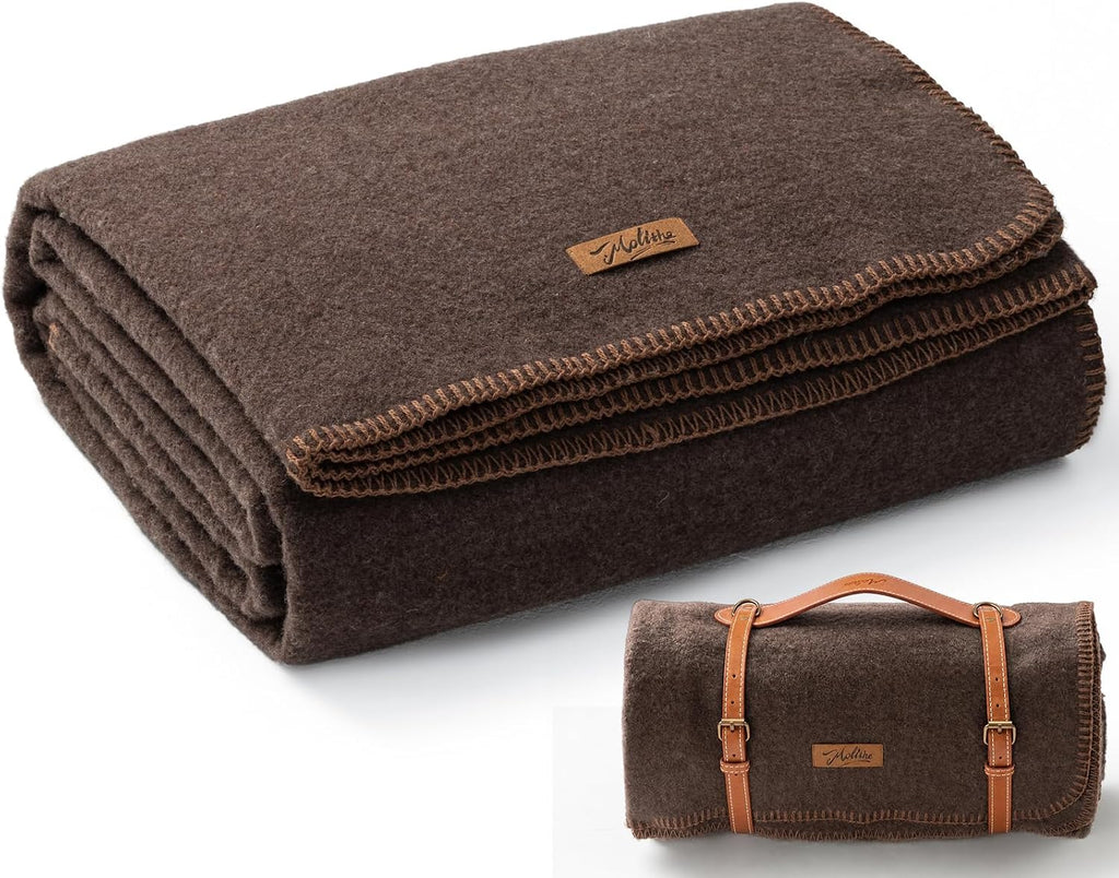 Molithe 100% Wool Blanket, 62" x 86", Warm, Thick, Military, Camping Gear