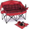 Padded Double Camping Chair Loveseat Oversized Camping Couch, Red