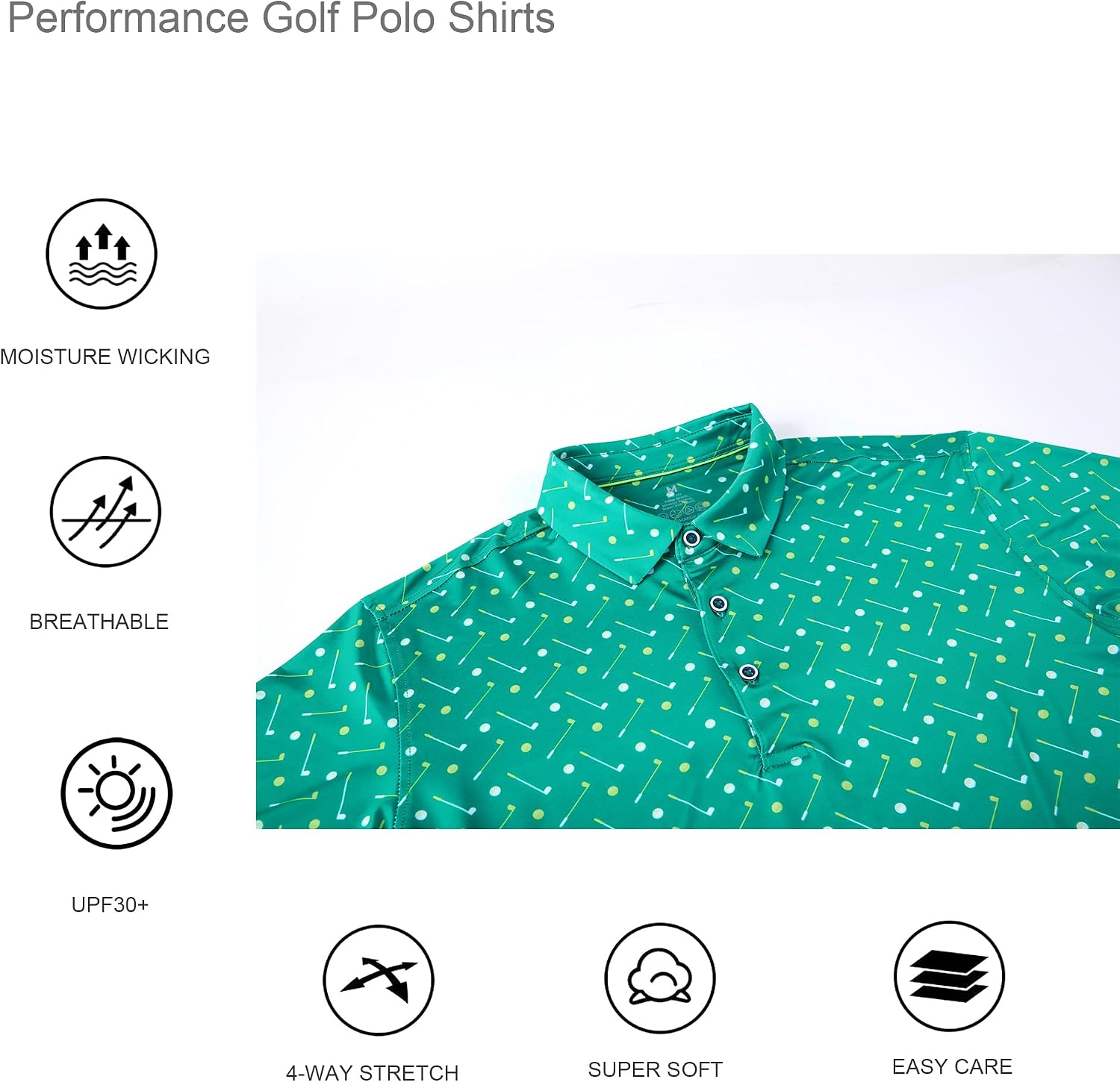 Alex Vando Mens Golf Shirt Moisture Wicking Print Performance Polo Shirt