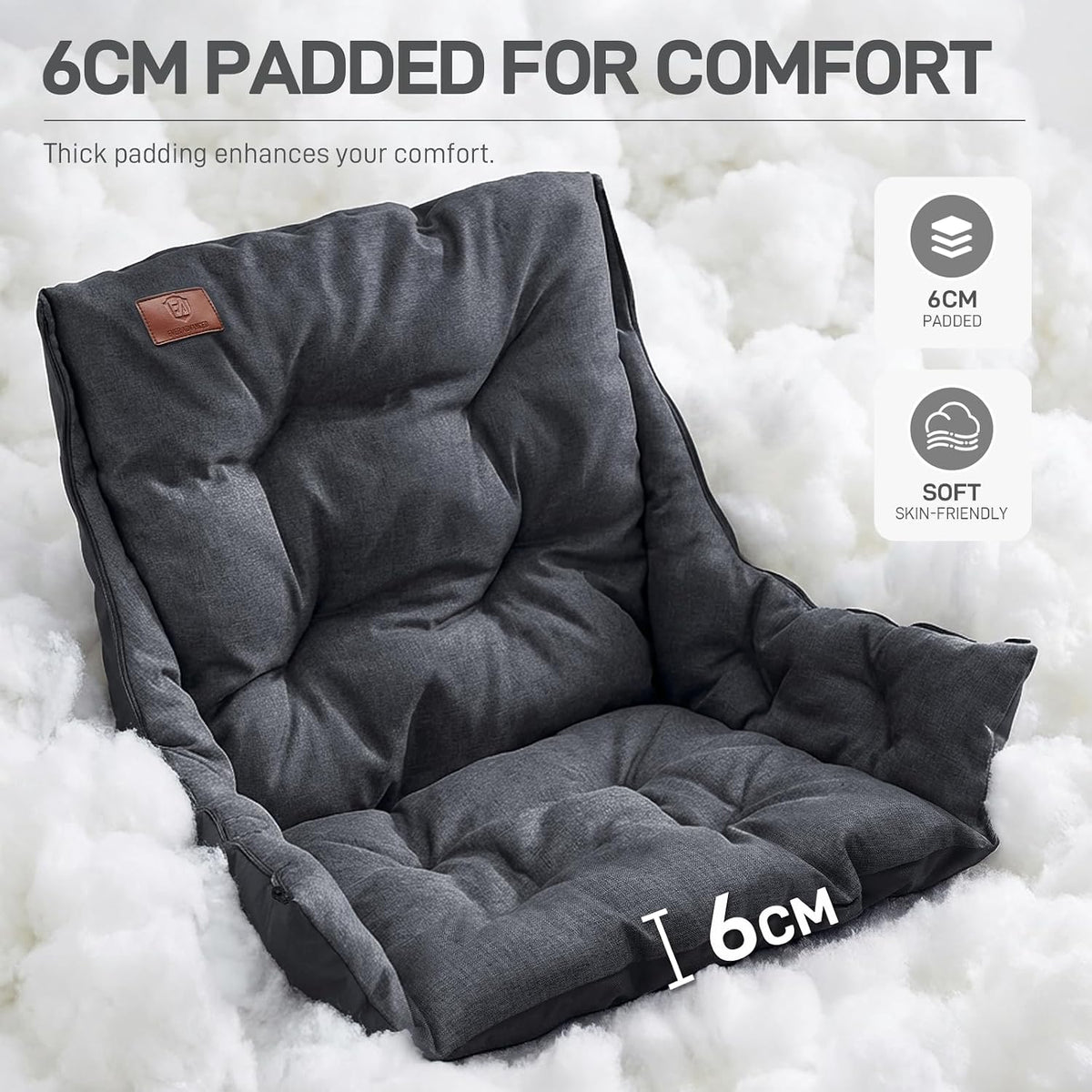 EVER ADVANCED XL Camping Chair with Detachable Cushion Support 400LBS Black