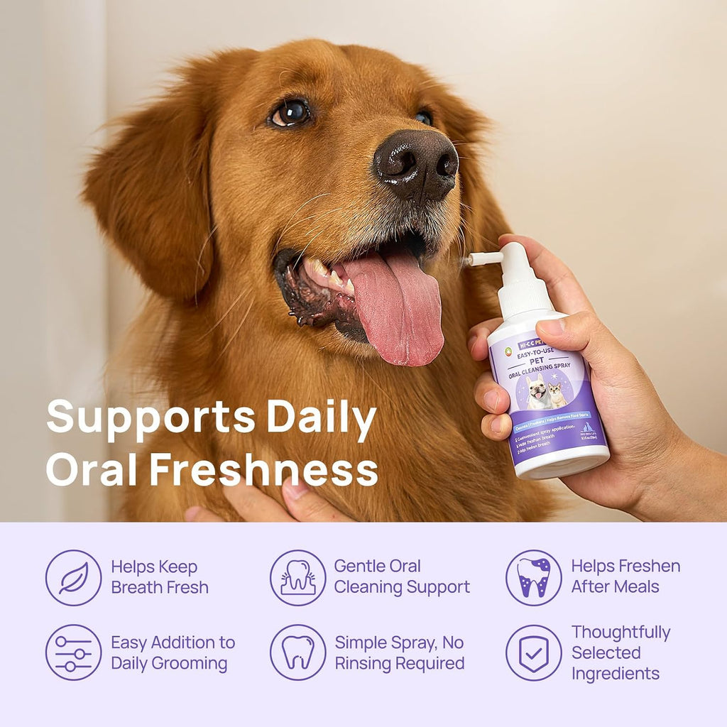 HICC PET Dog Mouth Cleaning Spray, Helps Freshen Breath, 5.1 Fl Oz