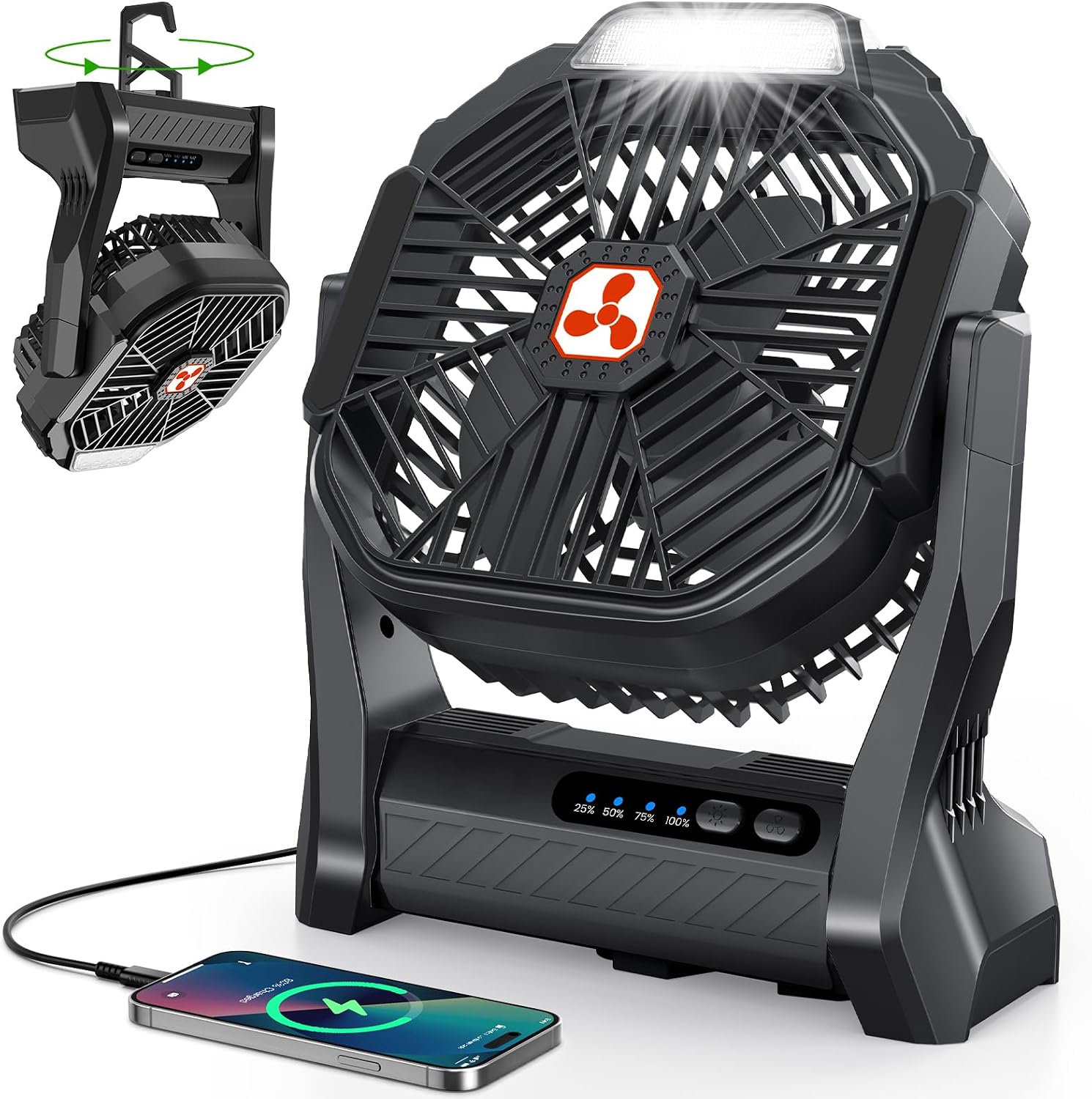 Portable Fan Rechargeable 20000mAh Cordless Battery Powered Camping Fan