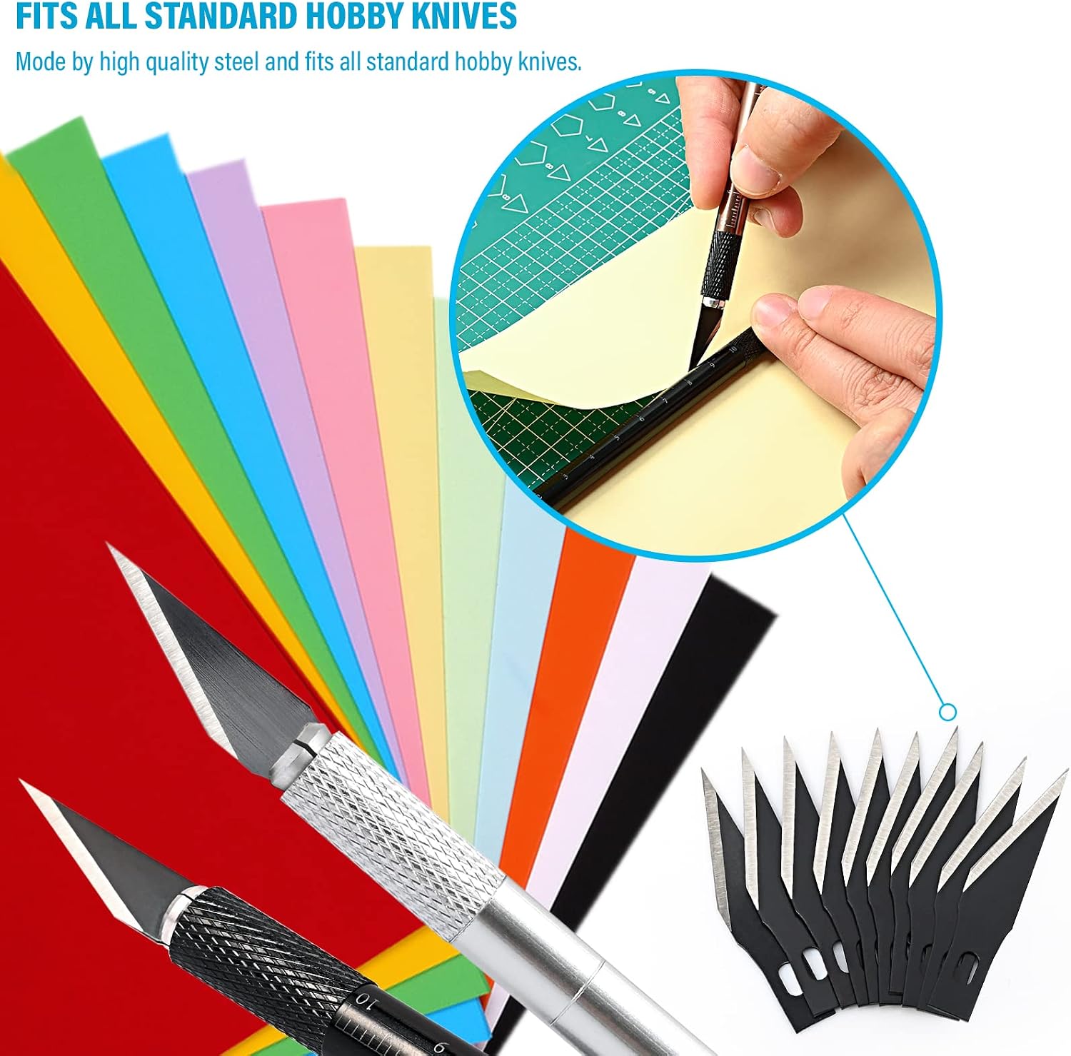 EHDIS Precision Craft Knife Blades 11# Knife Blades Refill Hobby Art Blades Cutting Tool with Storage Case for Craft, Hobby, Scrapbooking, Stencil (100)