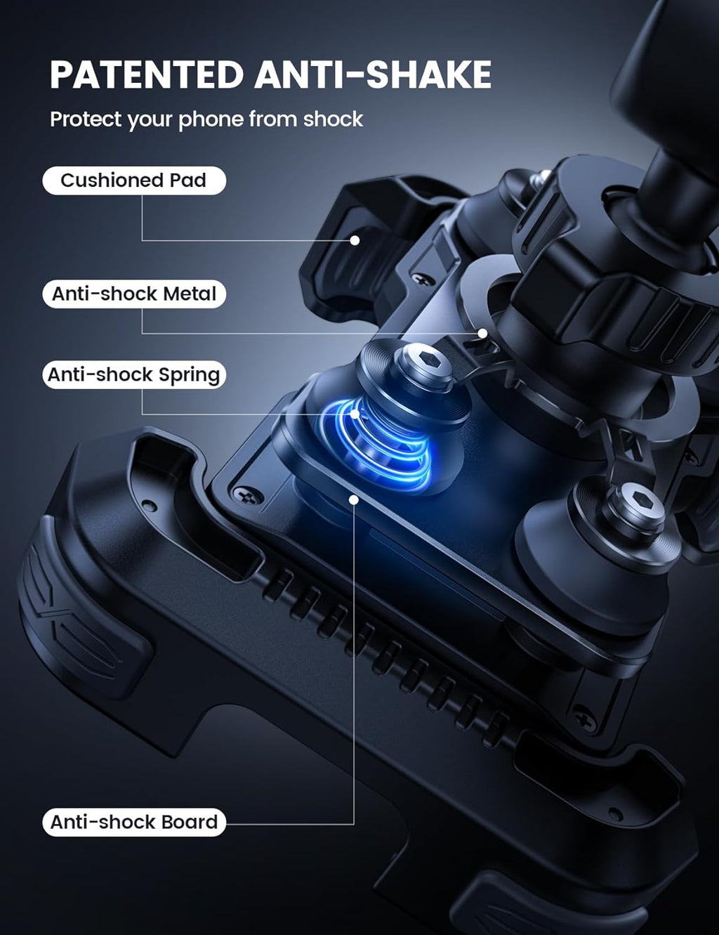 Lamicall Motorcycle Phone Mount Holder with Dual Vibration Dampener