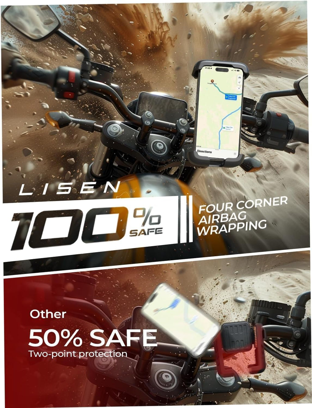 LISEN Bike Phone Holder for Bike Scooter Ebike Bicycle Motorcycle, Orange