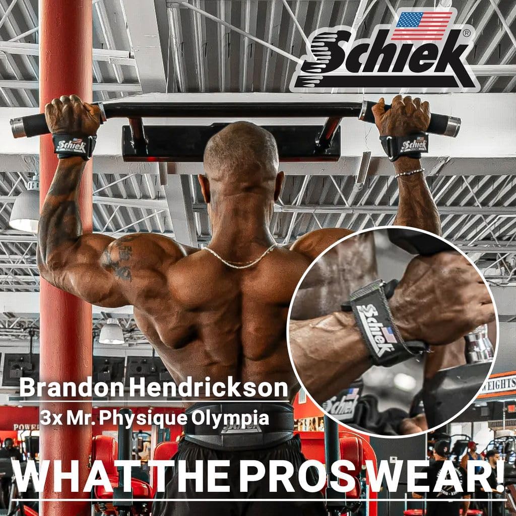 Schiek Sports Model 1907 Platinum Edition Ultimate Grips - 3 in 1 Weight Lifting Straps Wrist Wraps and Grip Pads