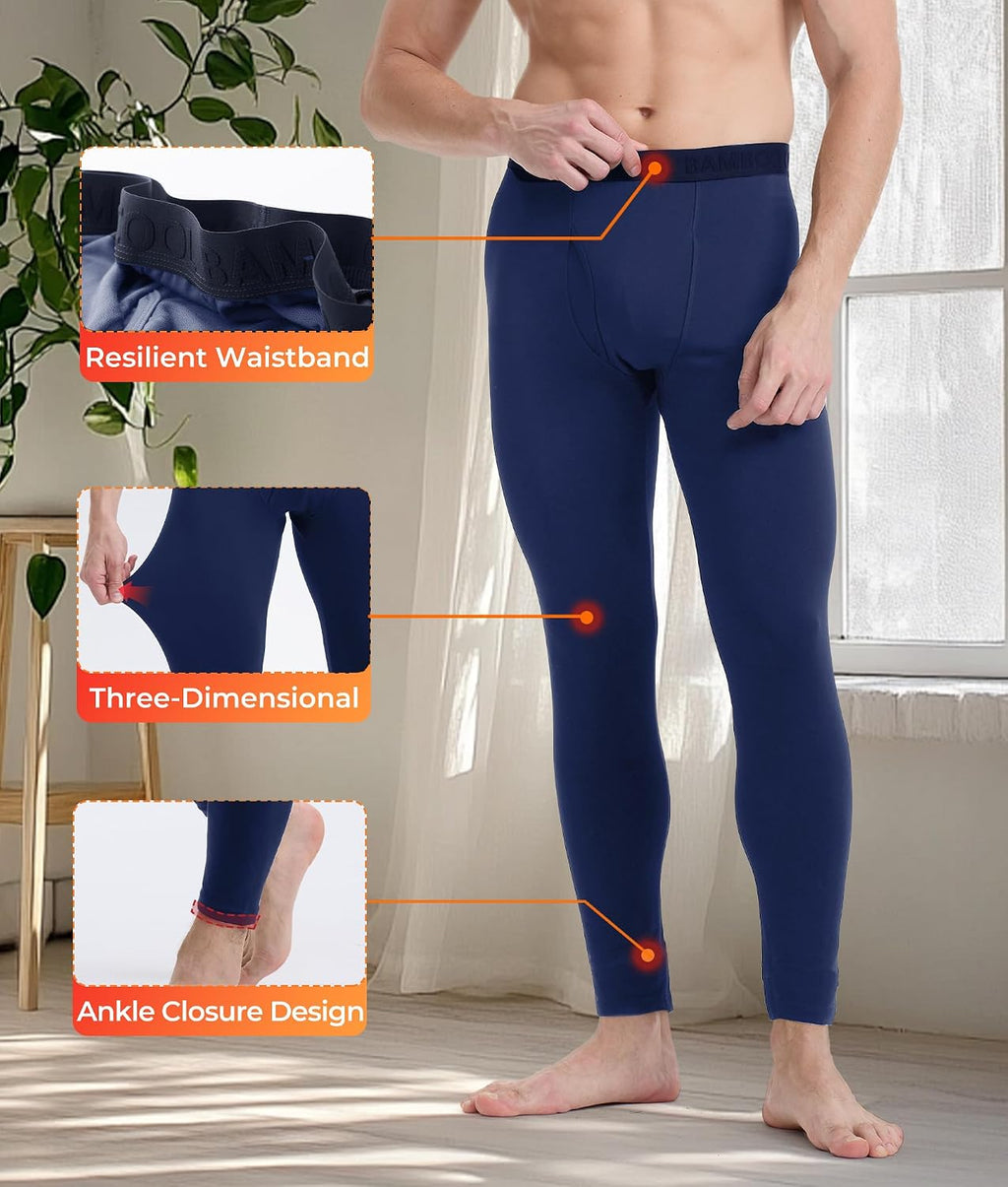 BAMBOO COOL Men's Thermal Underwear Lightweight Fleece Lined