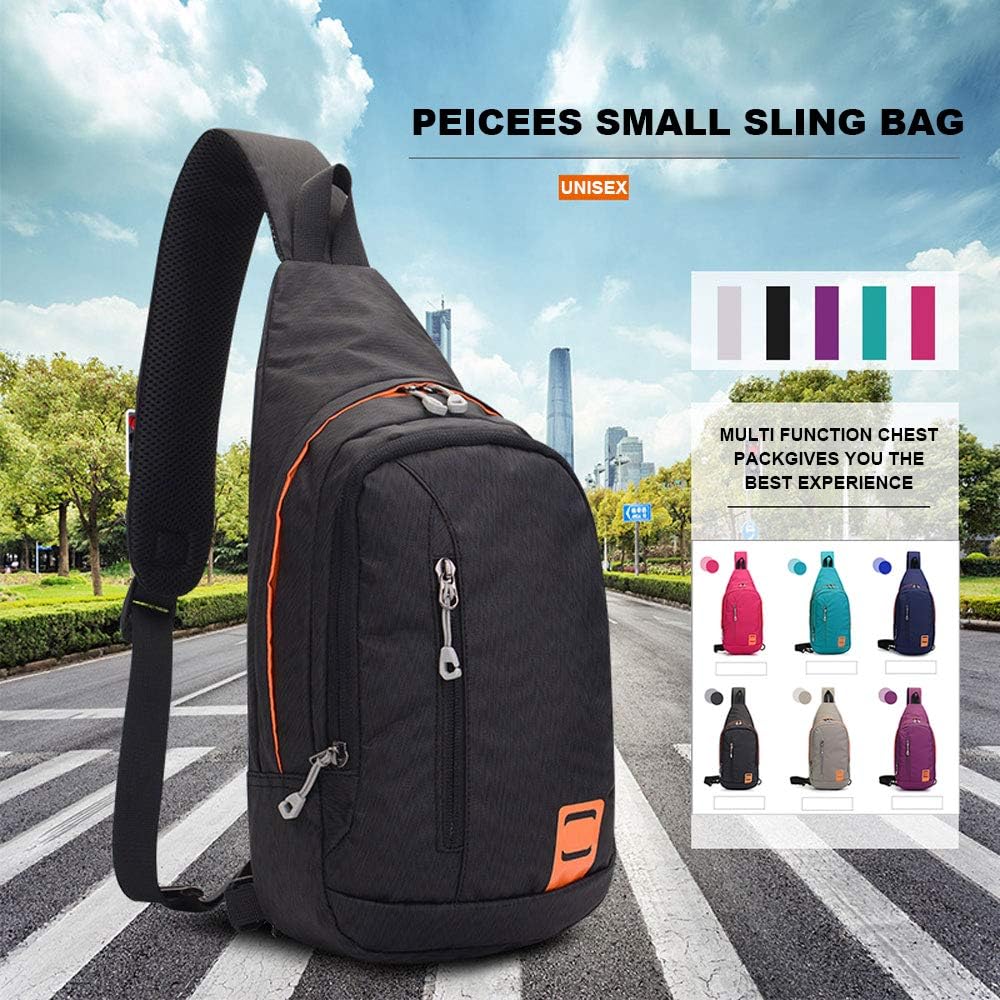 Peicees Small Sling Backpack Waterproof Unisex Shoulder Bag Chest Crossbody Daypack