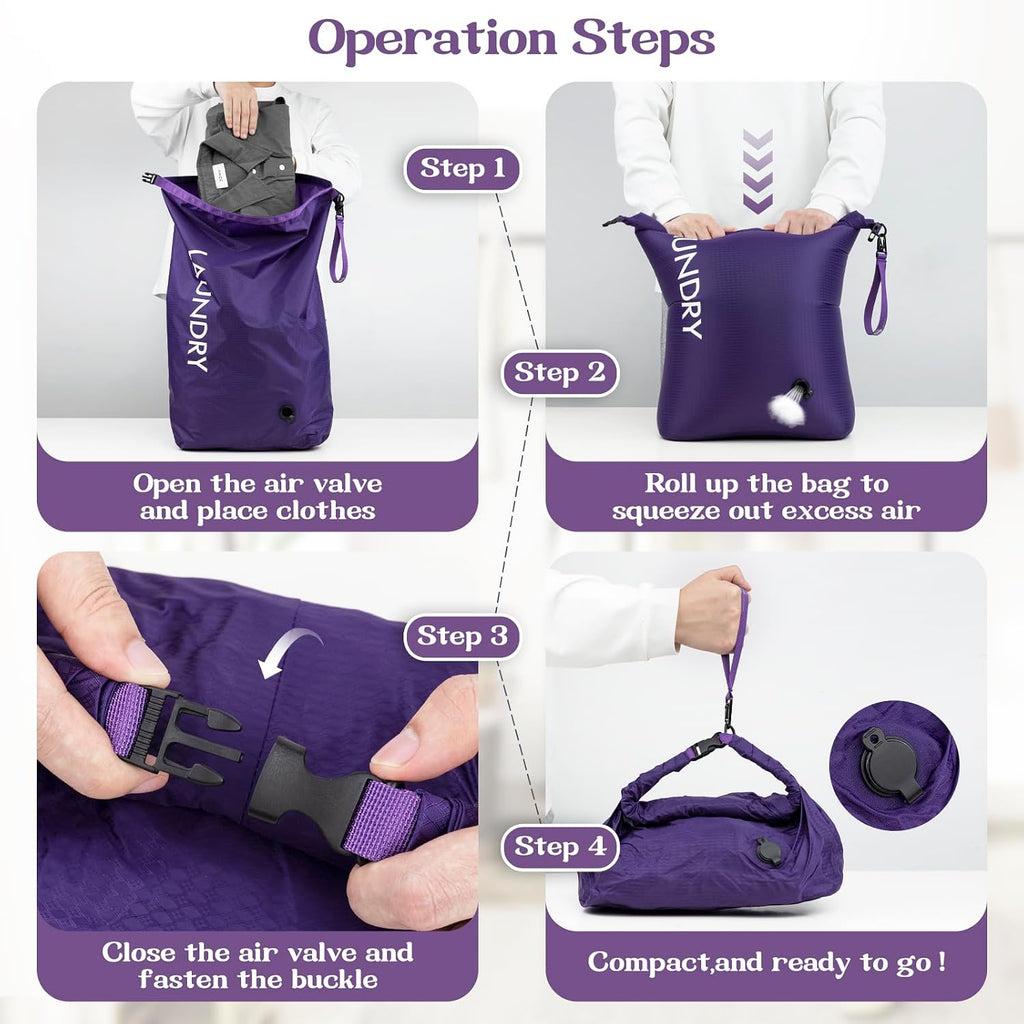 Travel Laundry Bag, Vacuum Compression Dirty Clothes Travel Bag
