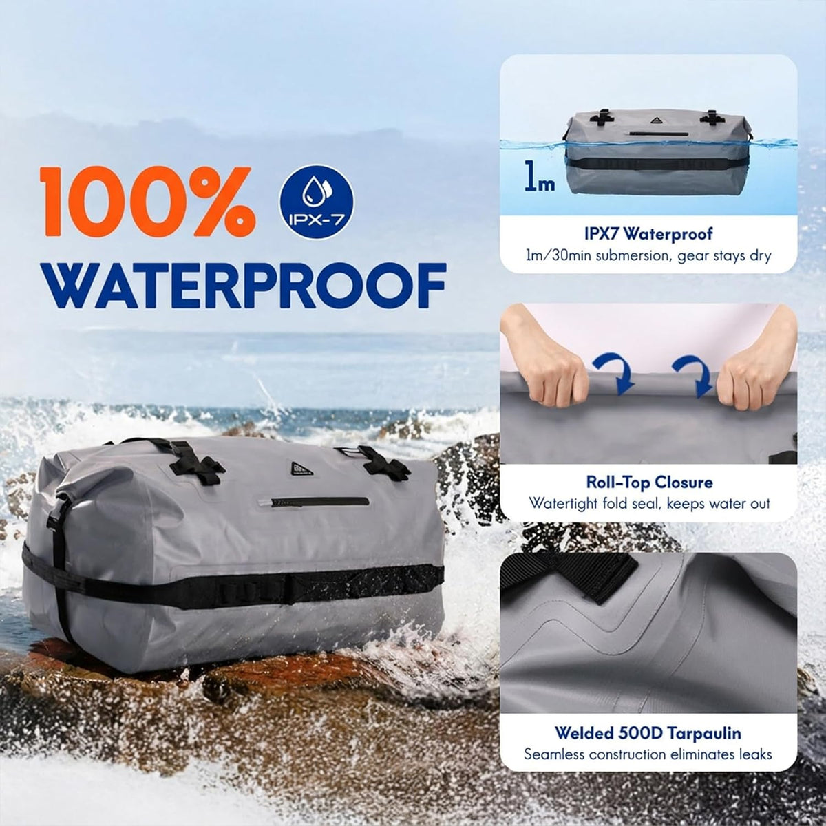 Haimont IPX7 Waterproof Roll-Top Dry Duffel Backpack Bag
