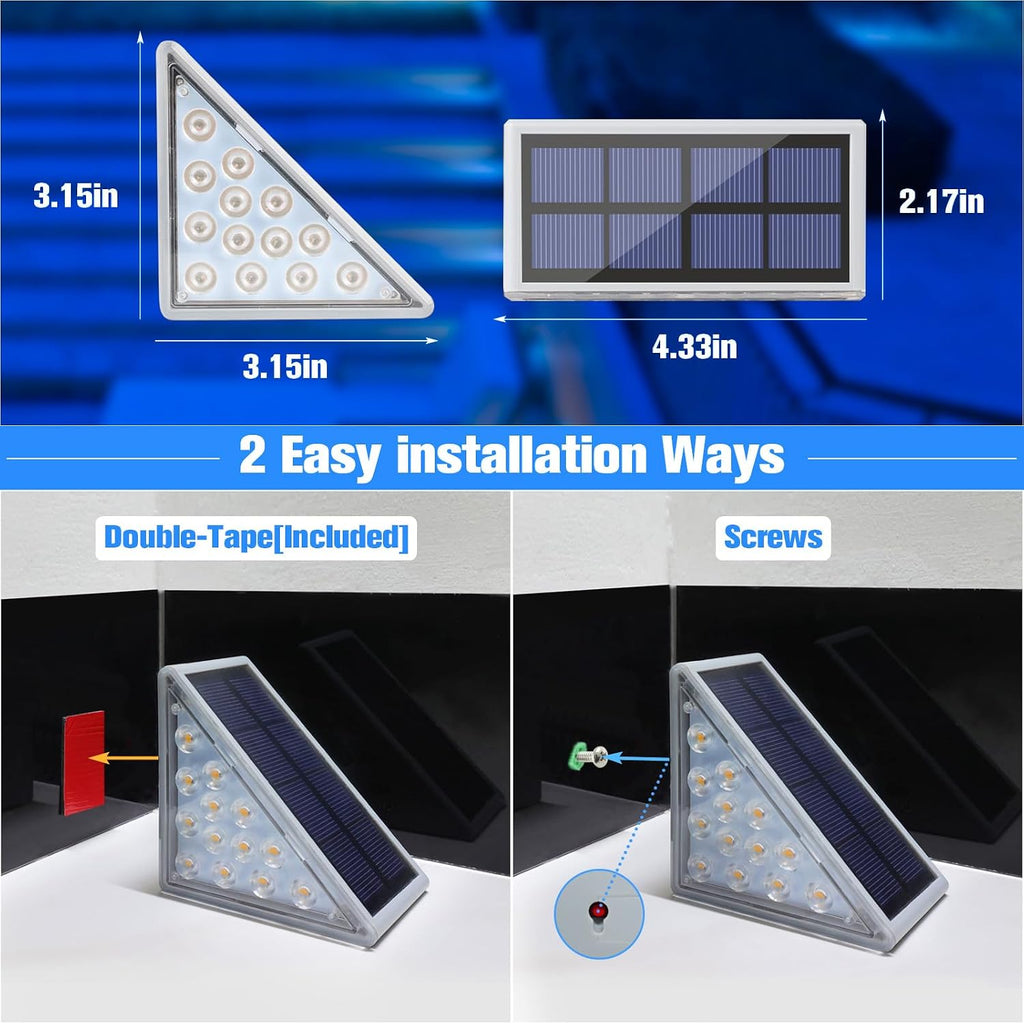 VOLISUN Solar Stair Lights 6 Pack, Solar Step Lights Outdoor Waterproof