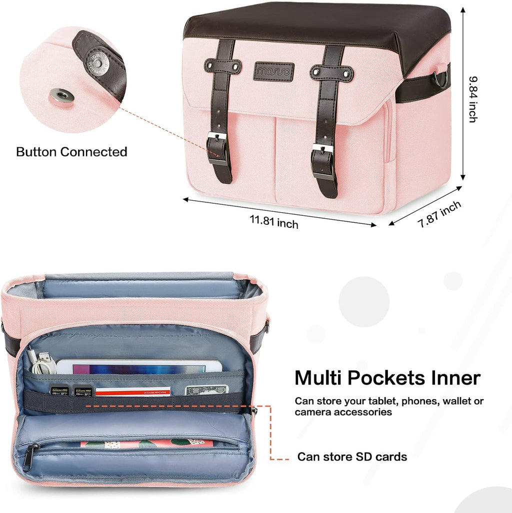 MOSISO Camera Case Crossbody Shoulder Messenger Photography Bag, Pink