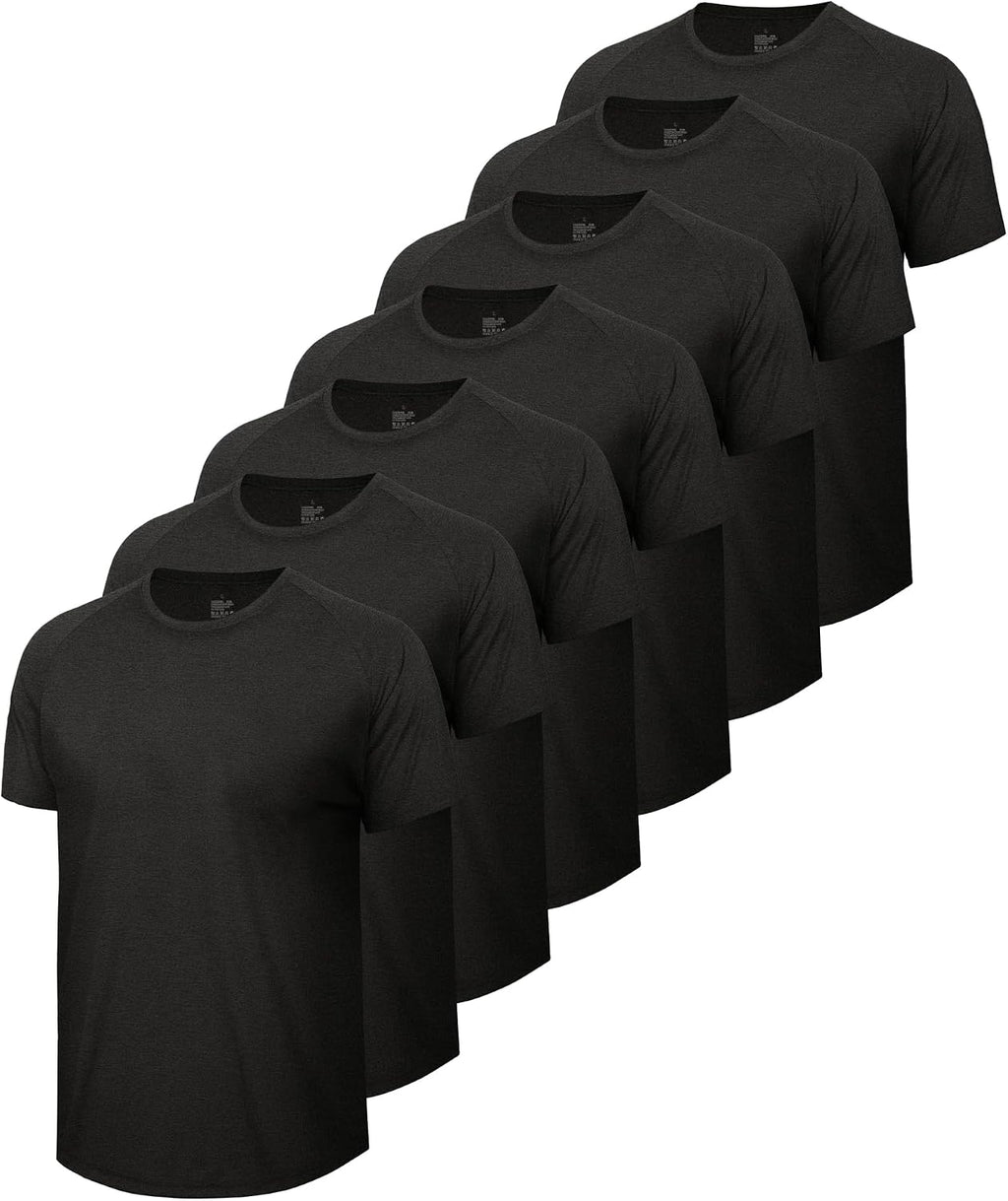 BOOJO 7 Pack Workout Shirts for Men - Quick Dry Moisture Wicking T-Shirts Short Sleeve Tees for Gym Running Athletic Sport