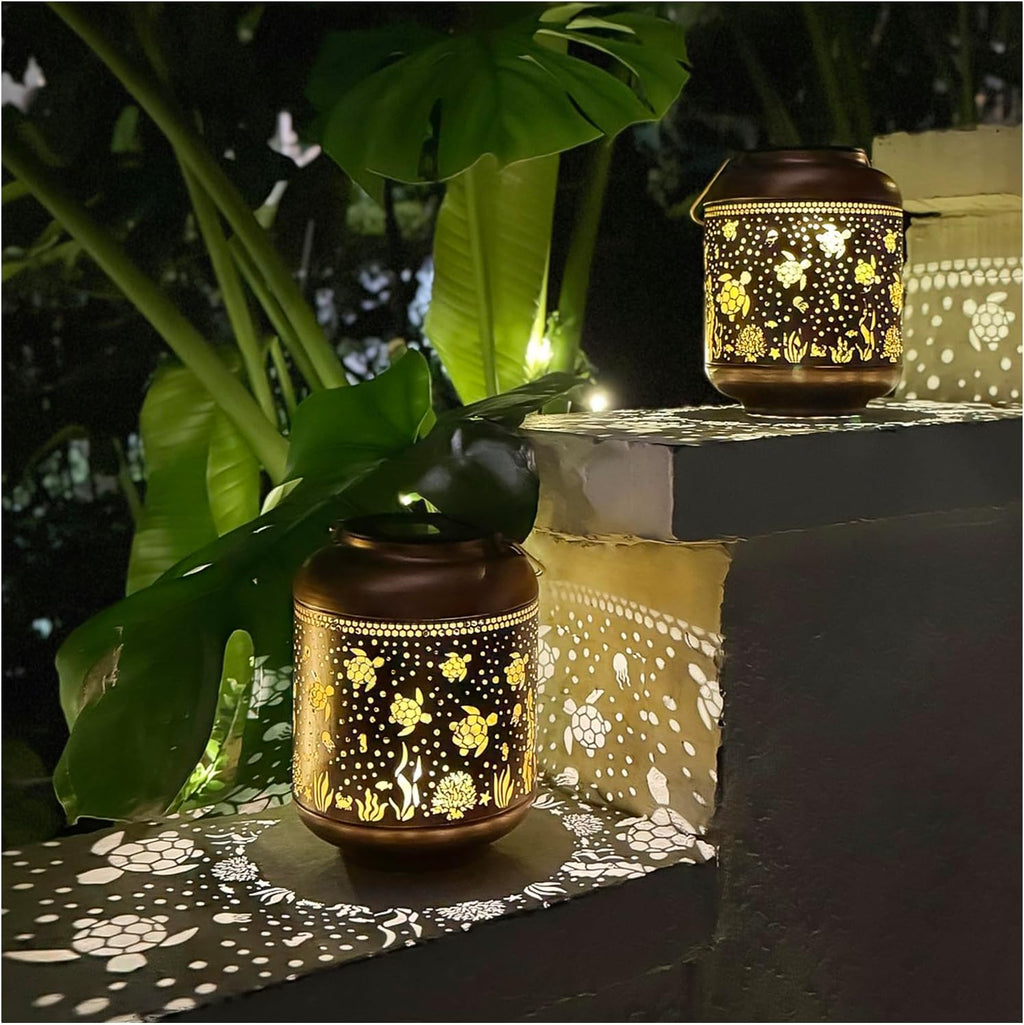 2 Pack Gnomes Solar Lanterns Outdoor Waterproof,Hanging Solar Lights Gnome Gifts for Women Metal LED Decorative Light for Yard,Patio,Lawn,Tabletop,Pathway,Landscape,Garden Gnomes Decor