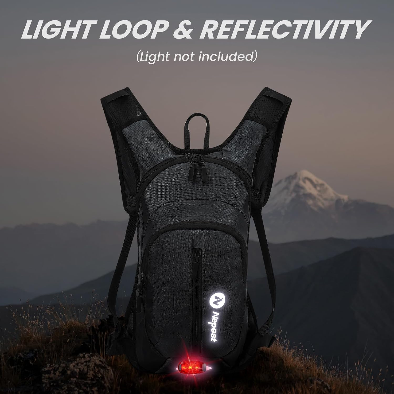Nepest Hydration Pack Backpack with 2L Water Bladder Reflective Lightweight