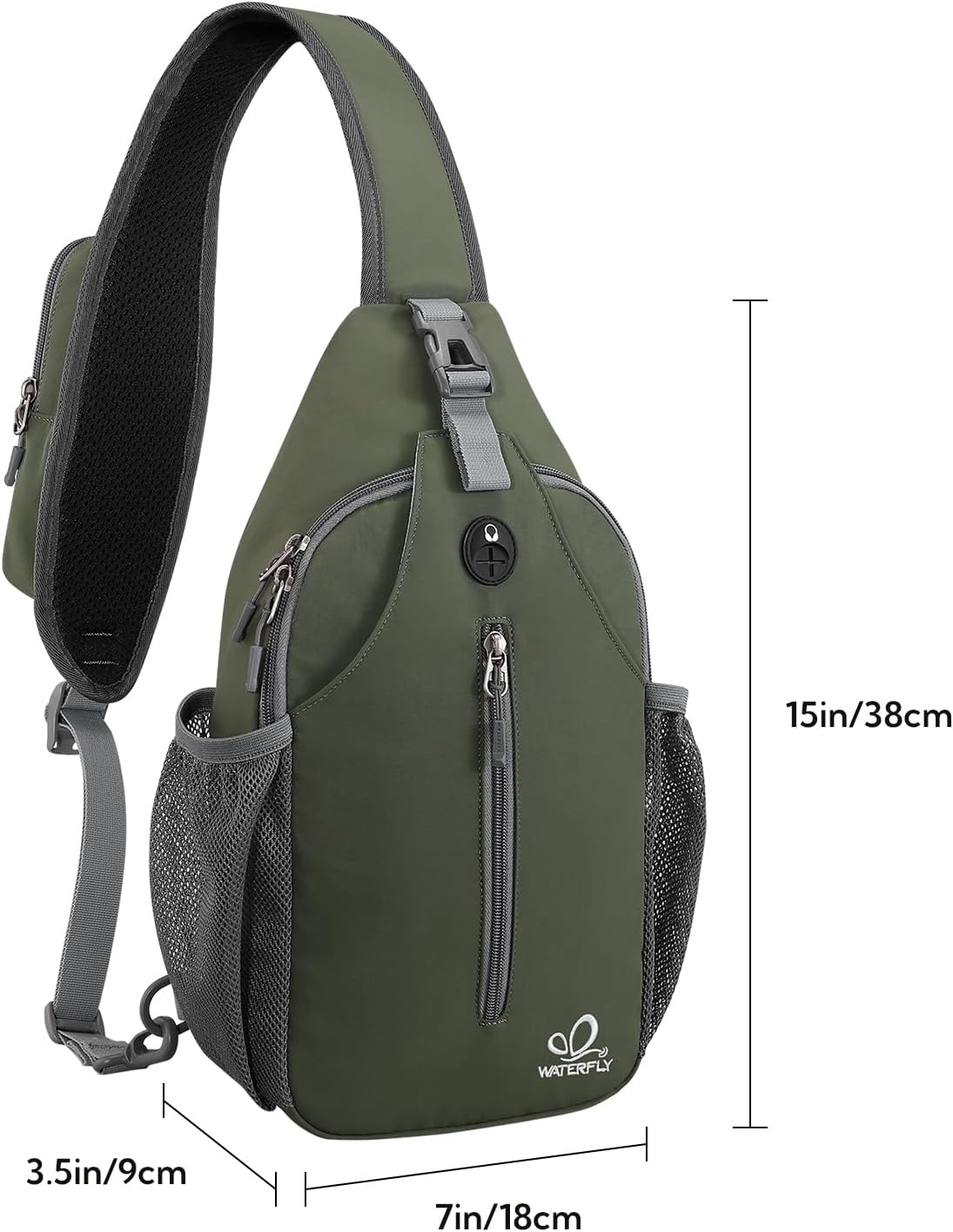 WATERFLY Crossbody Sling Backpack Sling Bag Travel Hiking Daypack