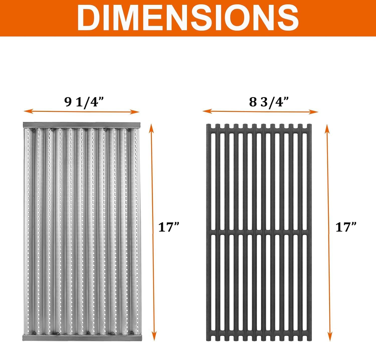 Grill Grate Replacement Parts for Charbroil Tru-Infrared 463642316 463644220 463632520 463632320, Replacement Parts for Charbroil G362-2100-W1 G369-0030-W2, 17 Inch Grill Emitter, Stainless Steel