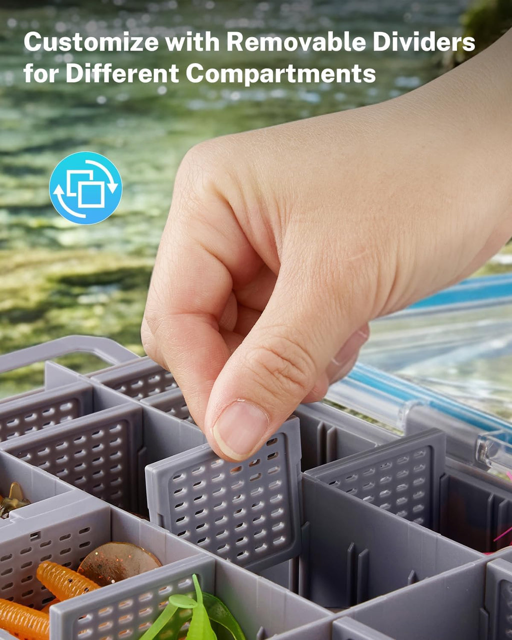 Gonex 3600 Tackle Trays Boxes, Removable Dividers, Waterproof, for Fishing